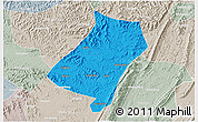 Political 3D Map of Qu Xian, lighten, semi-desaturated