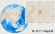 Shaded Relief Location Map of Qu Xian