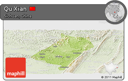 Physical Panoramic Map of Qu Xian, lighten