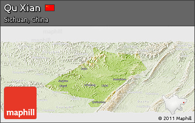 Physical Panoramic Map of Qu Xian, lighten
