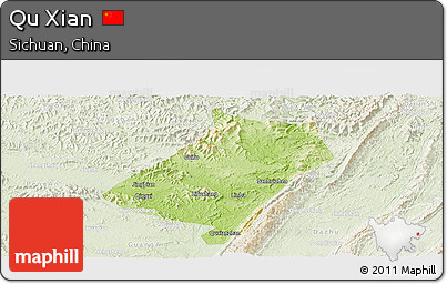 Physical Panoramic Map of Qu Xian, lighten