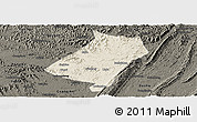 Shaded Relief Panoramic Map of Qu Xian, darken