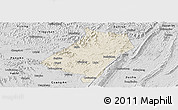 Shaded Relief Panoramic Map of Qu Xian, desaturated