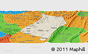 Shaded Relief Panoramic Map of Qu Xian, political outside