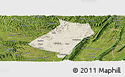 Shaded Relief Panoramic Map of Qu Xian, satellite outside