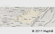 Shaded Relief Panoramic Map of Qu Xian, semi-desaturated