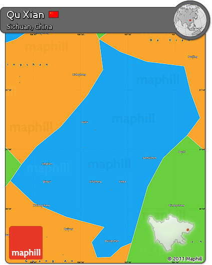 Political Simple Map of Qu Xian