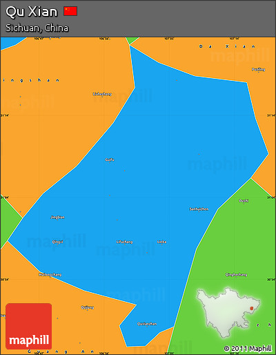Political Simple Map of Qu Xian