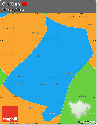 Political Simple Map of Qu Xian