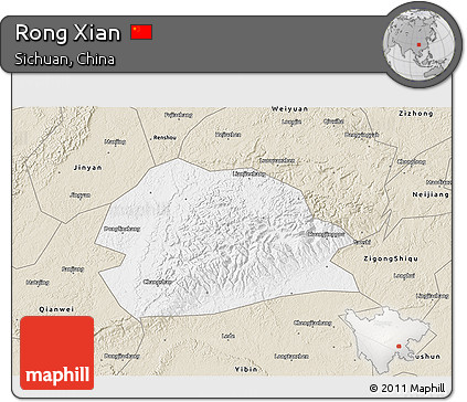 Classic Style 3D Map of Rong Xian