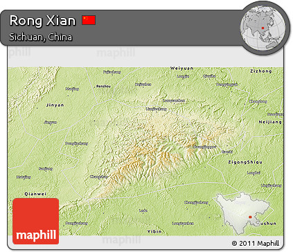 Physical 3D Map of Rong Xian