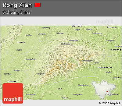 Physical 3D Map of Rong Xian