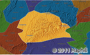 Political 3D Map of Rong Xian, darken