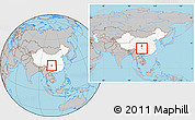 Gray Location Map of Rong Xian, highlighted country, within the entire country