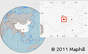 Gray Location Map of Rong Xian, highlighted country, hill shading