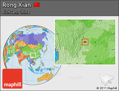 Political Location Map of Rong Xian