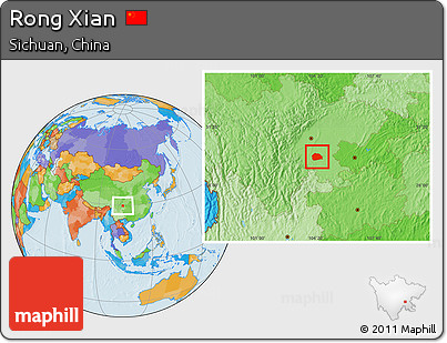 Political Location Map of Rong Xian