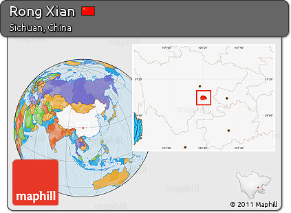 Political Location Map of Rong Xian, highlighted country