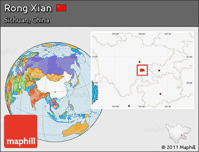 Political Location Map of Rong Xian, highlighted country
