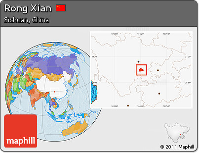 Political Location Map of Rong Xian, highlighted country