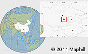 Savanna Style Location Map of Rong Xian, highlighted country, hill shading