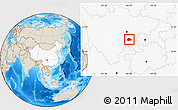 Shaded Relief Location Map of Rong Xian, highlighted country