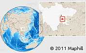 Shaded Relief Location Map of Rong Xian, highlighted parent region