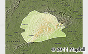 Physical Map of Rong Xian, darken