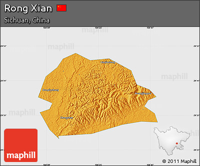 Political Map of Rong Xian, single color outside