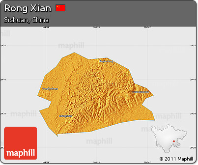 Political Map of Rong Xian, single color outside