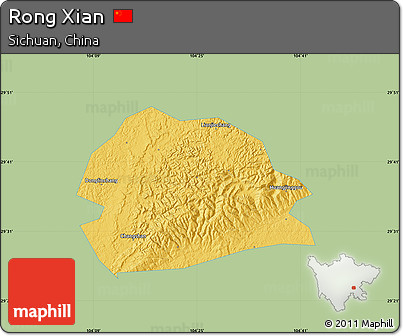 Savanna Style Map of Rong Xian, single color outside