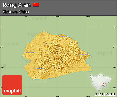 Savanna Style Map of Rong Xian, single color outside