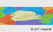 Physical Panoramic Map of Rong Xian, political outside