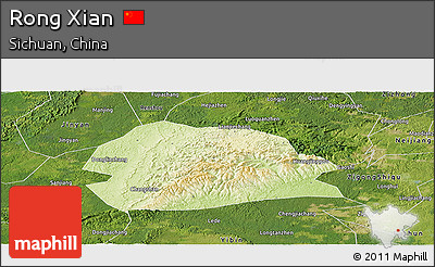 Physical Panoramic Map of Rong Xian, satellite outside