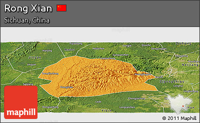 Political Panoramic Map of Rong Xian, satellite outside