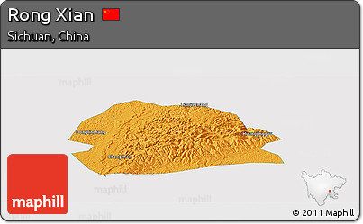 Political Panoramic Map of Rong Xian, single color outside