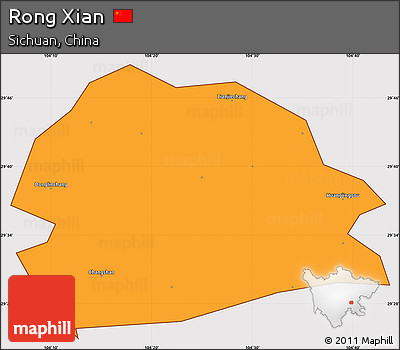 Political Simple Map of Rong Xian, cropped outside