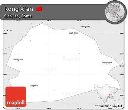 Silver Style Simple Map of Rong Xian