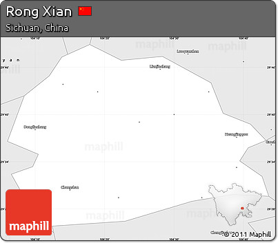 Silver Style Simple Map of Rong Xian