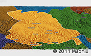 Political Panoramic Map of Serxu, darken