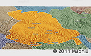 Political Panoramic Map of Serxu, semi-desaturated