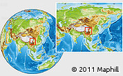 Physical Location Map of Shimian, within the entire country