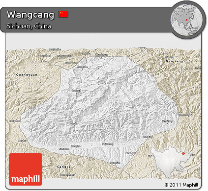 Classic Style 3D Map of Wangcang