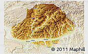 Physical 3D Map of Wangcang, lighten