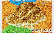 Physical 3D Map of Wangcang, political outside