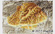 Physical 3D Map of Wangcang, semi-desaturated