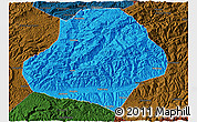Political 3D Map of Wangcang, darken