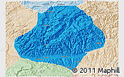 Political 3D Map of Wangcang, lighten