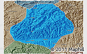 Political 3D Map of Wangcang, semi-desaturated