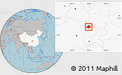Gray Location Map of Wangcang, highlighted country, hill shading